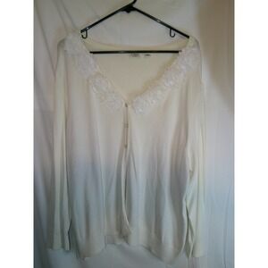 Cato Woman Cardigan‎ Sweater Floral Trim Button Front Long Sleeve Plus 26W/28W